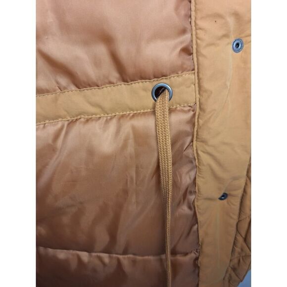 American Eagle Womens Size Small Long Cinch Waist Winter Coat Tan Zip Up Pockets - Picture 5 of 7